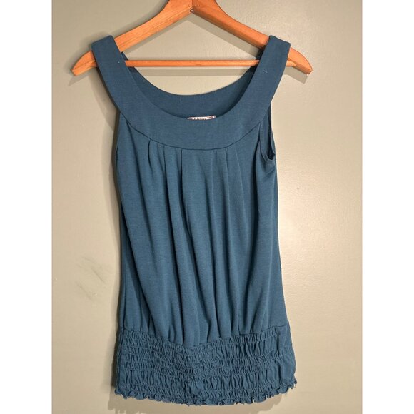 Women’s Size Small 6 Degrees Y2K Green Babydoll Tank Top Smocked Waist - Picture 1 of 7